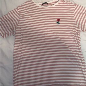 Pink and white striped tee